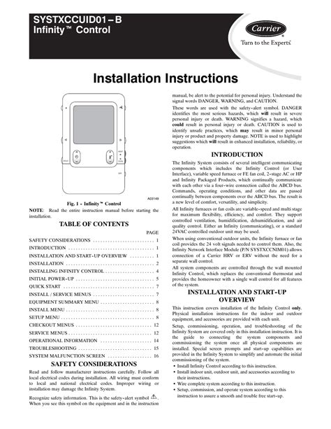 Carrier Infinity Touch Thermostat Manual