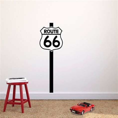 Route 66 Road Sign Post For A Car Or Road Trip Themed Kids Room Vinyl