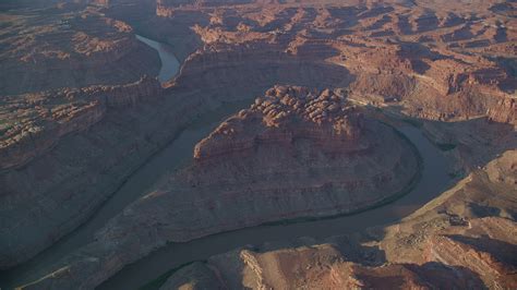 5 5k stock footage aerial video of the colorado river in the loop east part of meander canyon