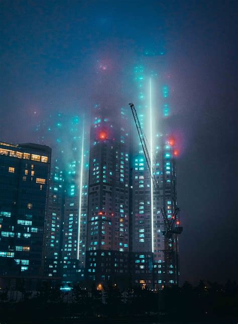 città notte neon nebbia luci al neon seoul sfondo hd wallpaperbetter
