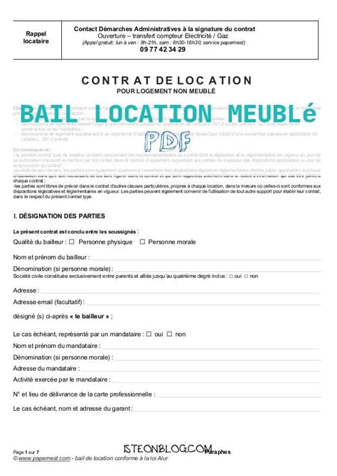 Bail Location Meublé Pdf Exemple Devis Meuble Gratuit tout Bail