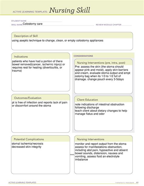 For Colostomy Care Active Learning Templates Therapeutic Procedure A