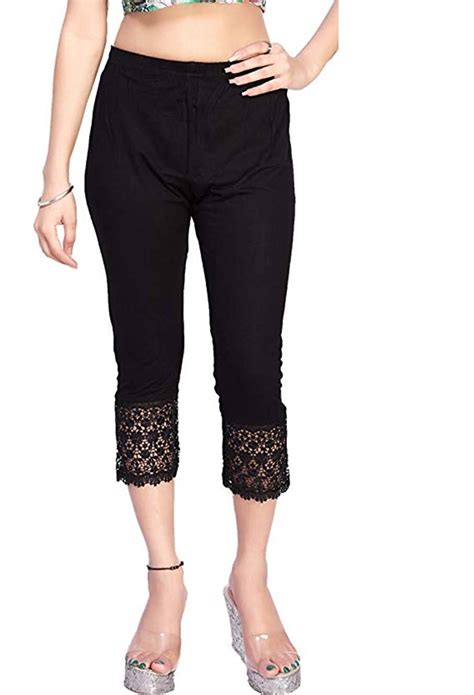 Buy Womens Black Capri With Lacewomens Black Capriblack Caprilace