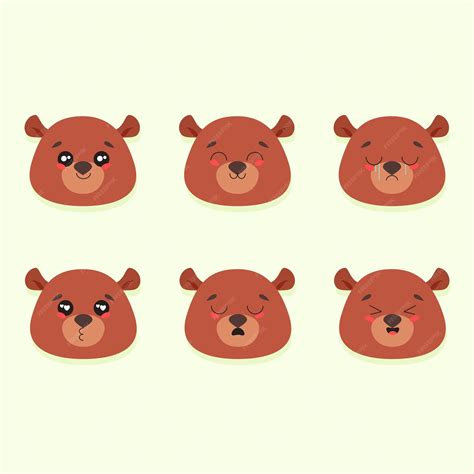 Emojis Vectoriales De Oso Vector Premium