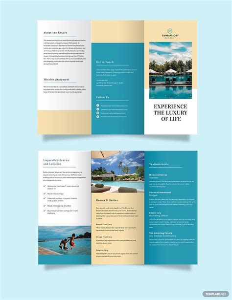 Hill Resort Tri Fold Brochure Template In Indesign Pages Publisher