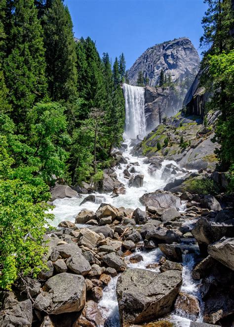 Vernal Fall And Merced River In Yosemite National Park Vernal Fall