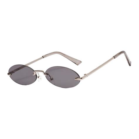 Retro Style Unisex Fashion Rimless Oval Sunglasses Frameless Colored