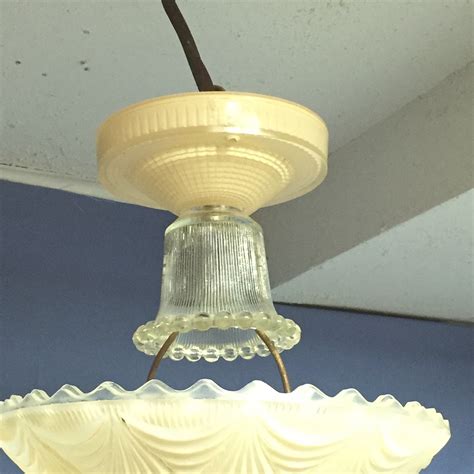 Art Deco 1930s Glass Canopy Ceiling Light With A Beautiful Pastel Pink