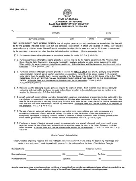 Ga Dor St 5 2014 Fill Out Tax Template Online Us Legal Forms