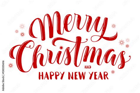 Merry Christmas And Happy New Year Text Lettering For Greeting Cards Banners Posters