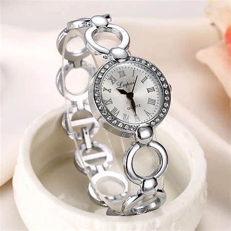 fashion women lady bling stainless steel crystal watch elegant luxury analog quartz bracelet