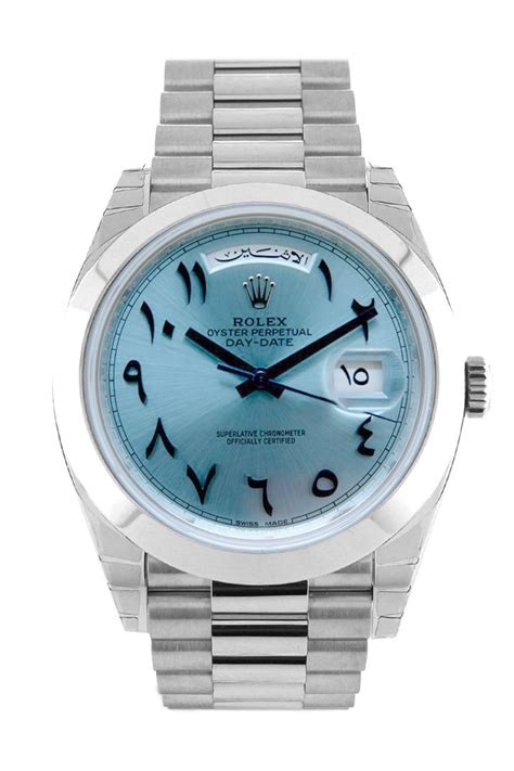 Rolex 228206 Day Date 40 Platinum Ice Blue Hindu Arabic Numeralsdial