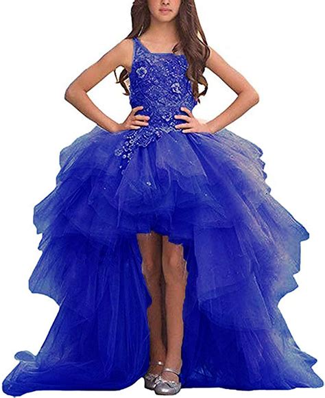 gzcdress high low pageant dress for girls 7 16 puffy prom ball gowns vintage flower girl dresses