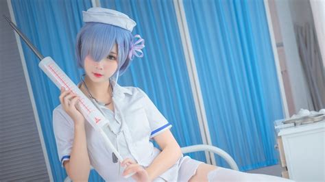 Nurse Cosplay Girl Rem Rezero 4k 62628 Wallpaper
