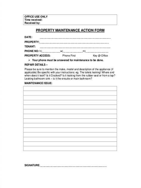 Free 5 Maintenance Action Forms In Ms Word Pdf