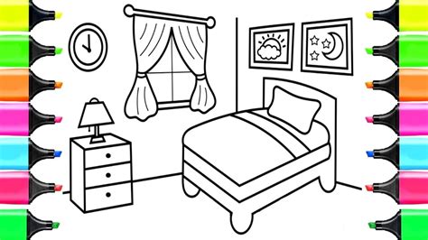 Glitter Bedroom Coloring And Drawing Toddlers Learn Colors For Kids