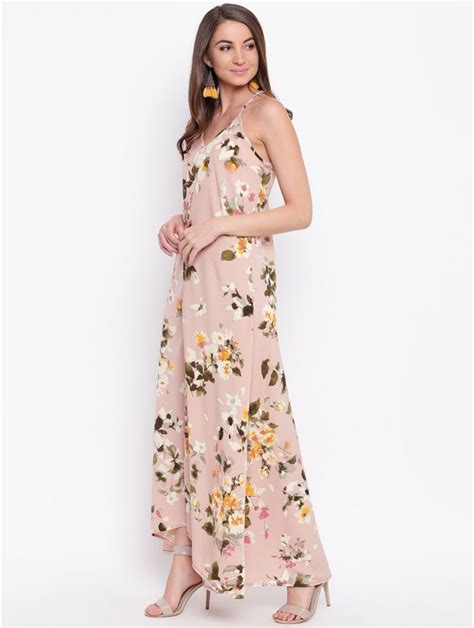 Mayra Women Nude Coloured Floral Printed Maxi Dress My Xxx Hot Girl
