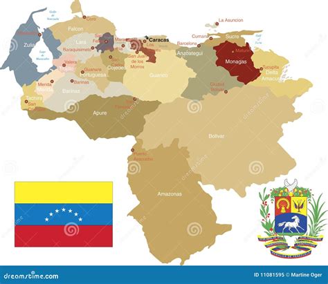 Venezuela States And Capitals Stock Vector Illustration Of