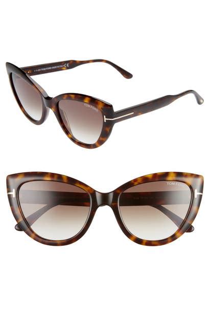 tom ford anya 55mm cat eye sunglasses in dark havana gradient roviex modesens