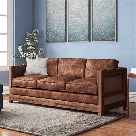 Union Rustic Sherly Genuine Leather 72 Square Arm Sofa And Reviews Wayfair