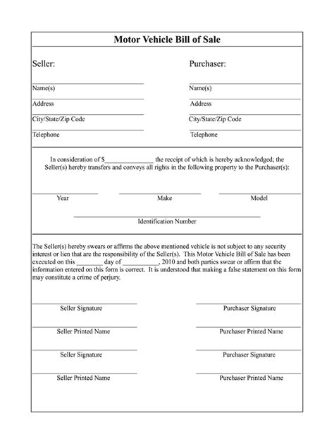 Vehicle Bill Of Sale Form Pdf Fill Out Sign Online DocHub