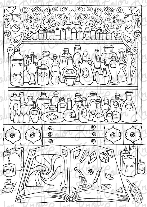 Page De Coloriage De Potions Et D Enchantements Etsy France