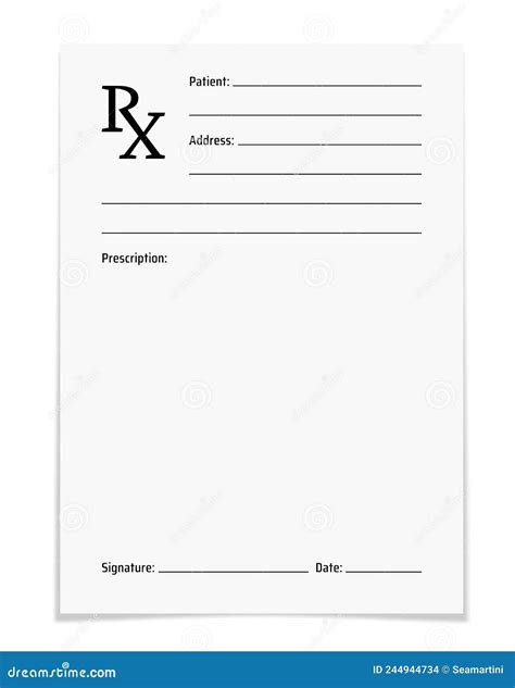 Pharmacy Rx Form Or Medical Prescription Mockup Stock Illustration