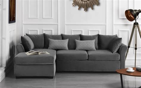 Modern Home Large Microfiber Velvet Sectional Sofa Dark Grey Walmart