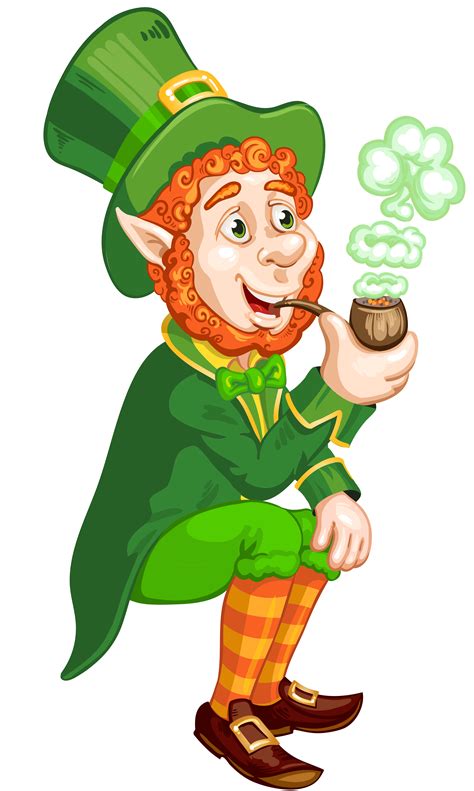 St Patrick Day Transparent Leprechaun With Pipe Png Picture