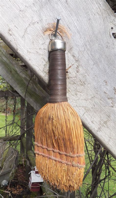 Primitive Straw And Wire Whisk Wisk Broom Wire Wrap Metal Cap Brooms