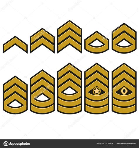Military Ranks Set Army Patches Vector Vector Image By
