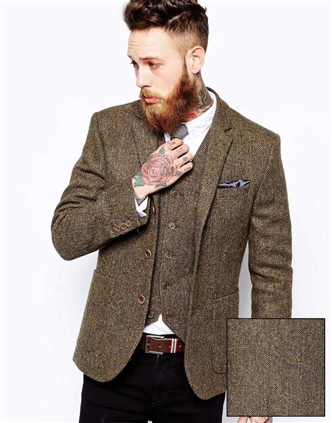 Lyst Asos Slim Fit Blazer In Harris Tweed In Natural For Men