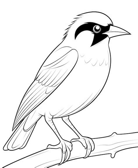 Premium Photo Friendly Adorable Mynah Bird Cartoon Style Coloring