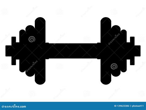 Weights Symbol Icon Black Realistic Dumbbell Silhouette Isolated