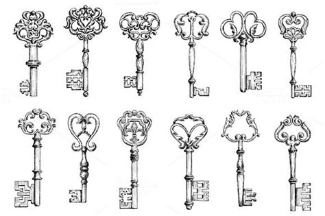 Vintage Sketches Of Antique Keys Key Tattoos Key Tattoo Designs