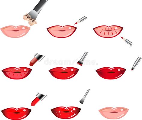 Vector Icons How To Apply Makeup Lip Stock Illustration Illustration