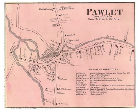 Pawlet Village Vermont 1869 Old Town Map Reprint Rutland Co Old Maps