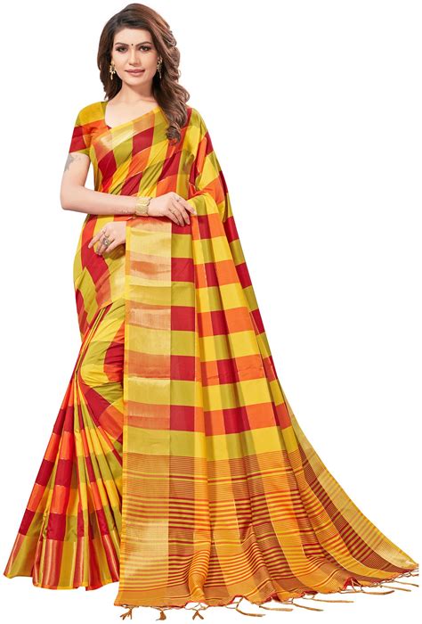 Buy Saree Mall Multi Party Wear Art Silk Solid Saree With Unstitched Blouse Online At Low Prices