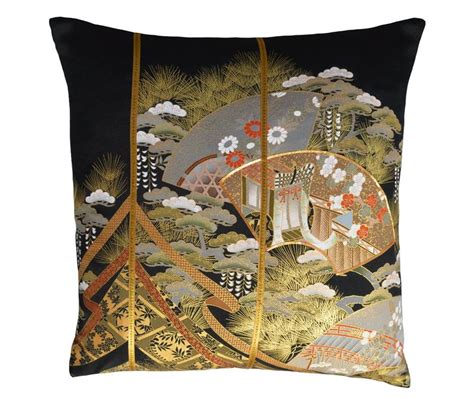 Luxurious Silk Throw Pillow Cover Vintage Japanese Kimono Etsy