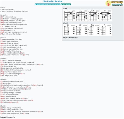 chord she used to be mine tab song lyric sheet guitar ukulele chords vip