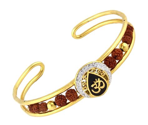 Buy Zivom Rudraksh Om Meenakari Mens 22k Gold Plated Cuff Kada Bracelet For Men Online At