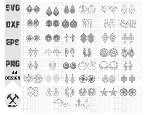 44 Earrings SVG Laser Cut File Earrings Vector For Cutting Etsy