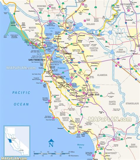 Map Of Northern California Coastal Towns Reference San Francisco Top