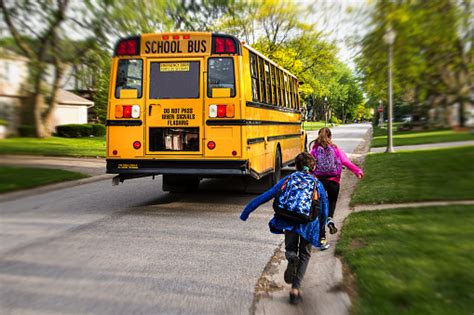 Running To Catch The School Bus Stock Photo Download Image Now