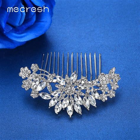 Mecresh Luxury Rhinestone Flowers Bridal Hair Combs For Girls Fashion