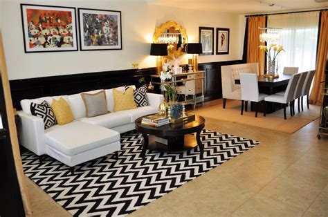 Black And White Apartment With Gold Accents Gold Living Room Decor