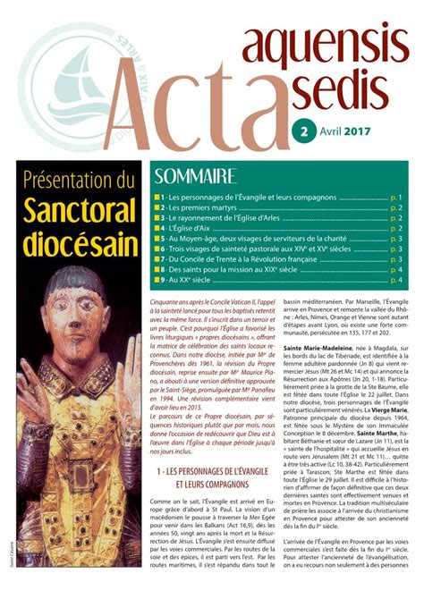 Aquensis Sedis Acta 2 Avril 2017 Présentation Du SOMMAIRE 1 Les