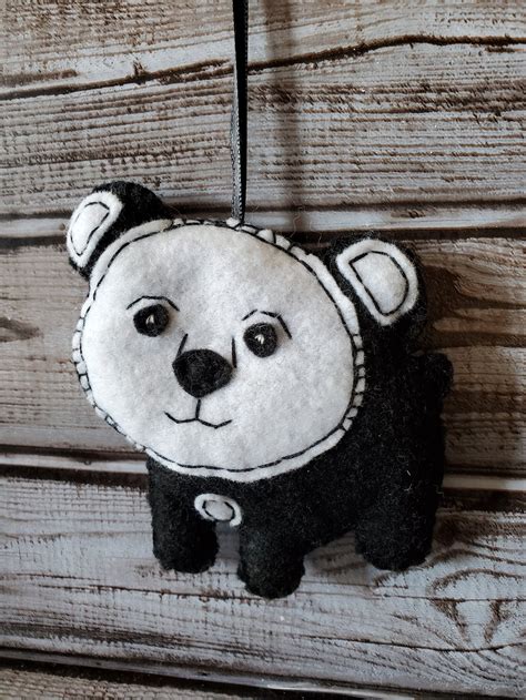 Panda Ornament Felt Bear Ornament Panda Bear Ornament Felt Etsy