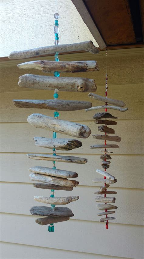 Home Décor Sea Glass Driftwood Spinner Driftwood Wind Chime Wood Bead