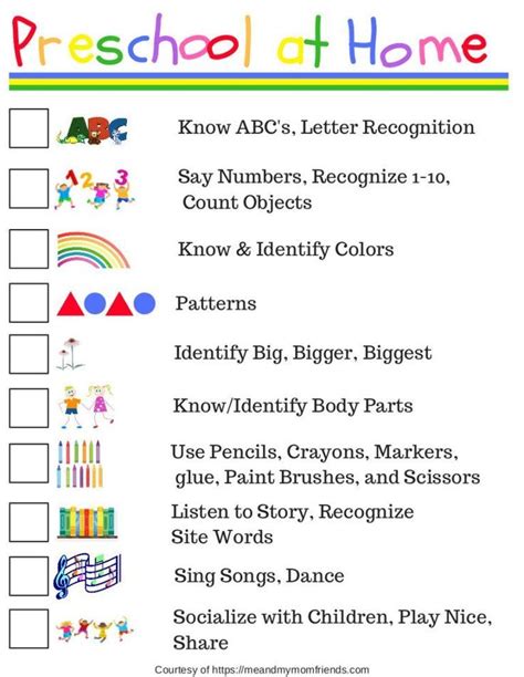 Preschool At Home Free Printable Checklist Meandmymomfriends